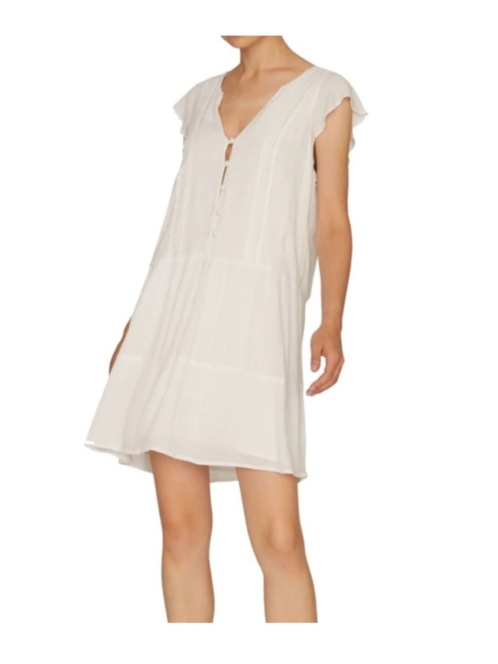 NWT Sanctuary Anthropologie size medium White Button-Front Short Dress Lined